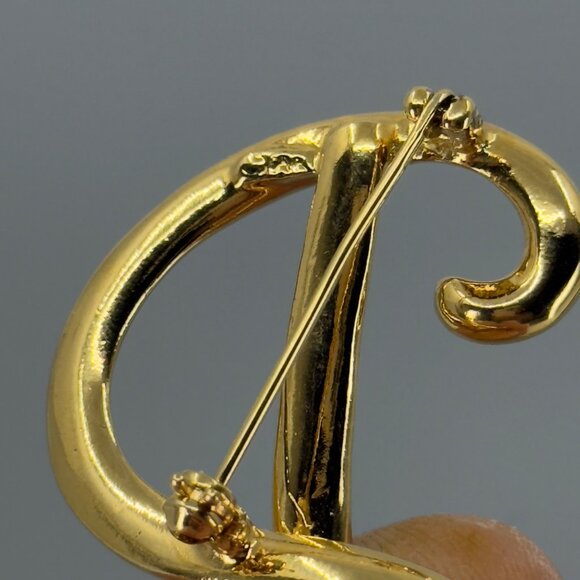Vintage D Letter Brooch Initial Anne Klein Cursive Gold Tone Pin Estate Scatter - Picture 7 of 8